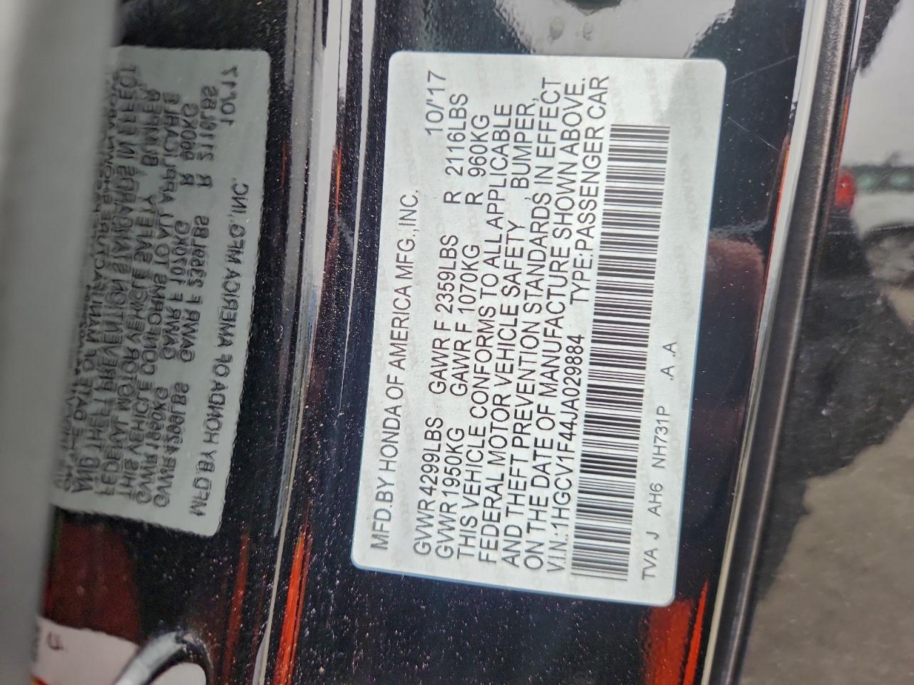 2018 HONDA ACCORD EX photo 25