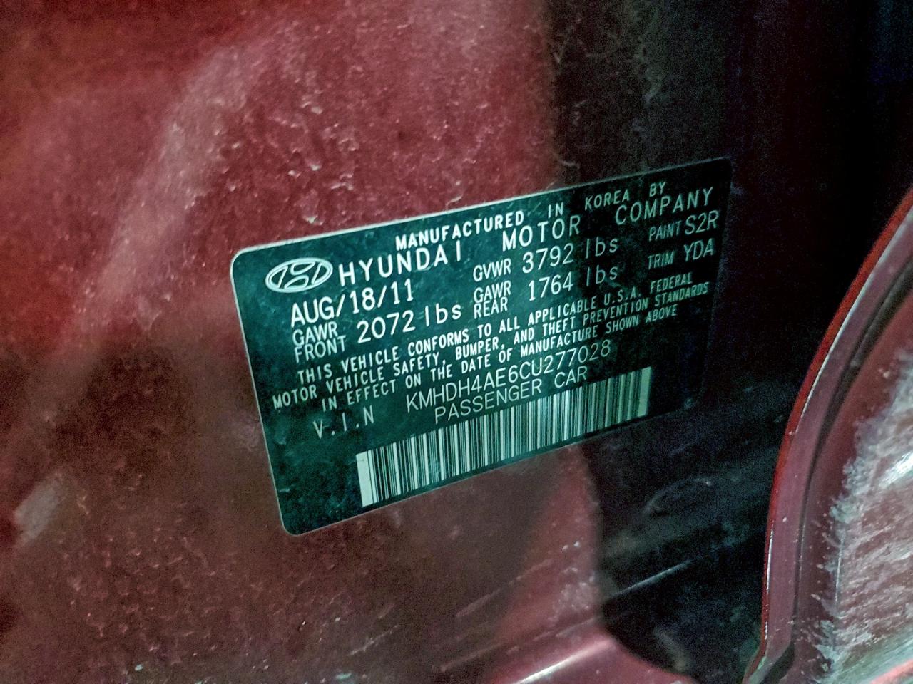 2012 HYUNDAI ELANTRA GLS photo 23