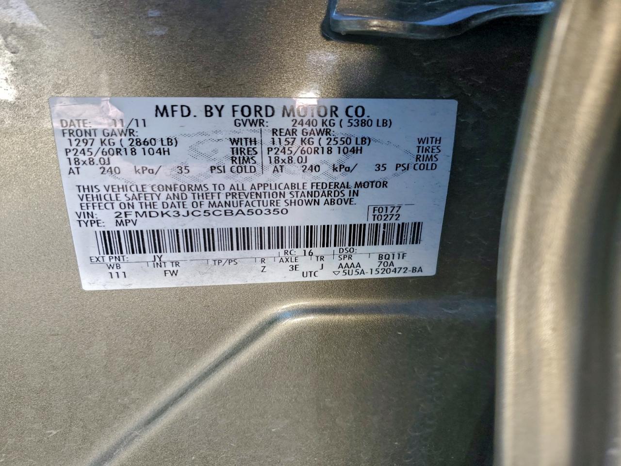 2012 FORD EDGE SEL photo 13