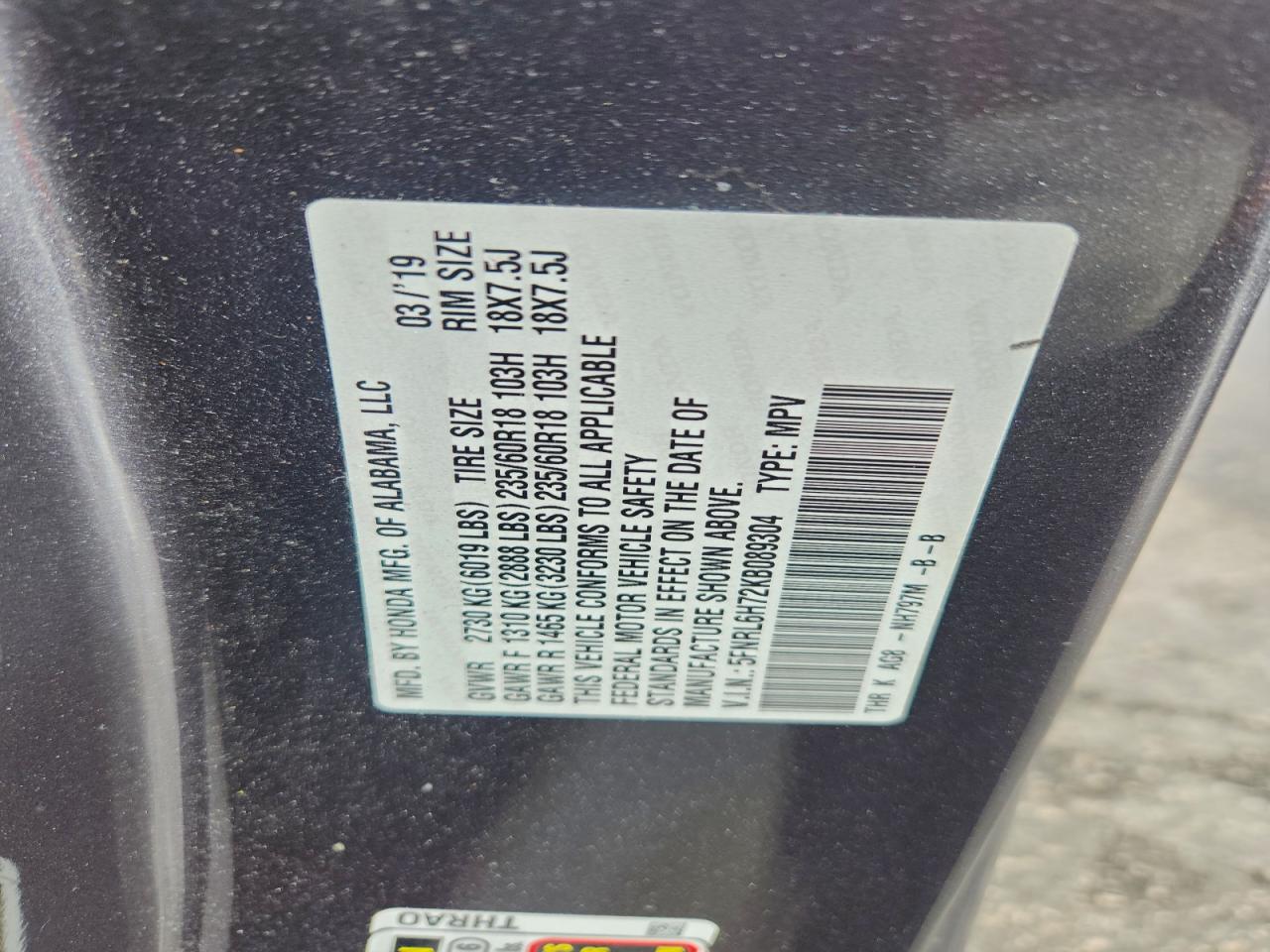 2019 HONDA ODYSSEY EXL photo 25
