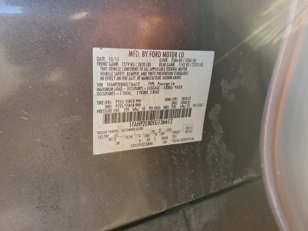 2014 FORD TAURUS SEL photo 12