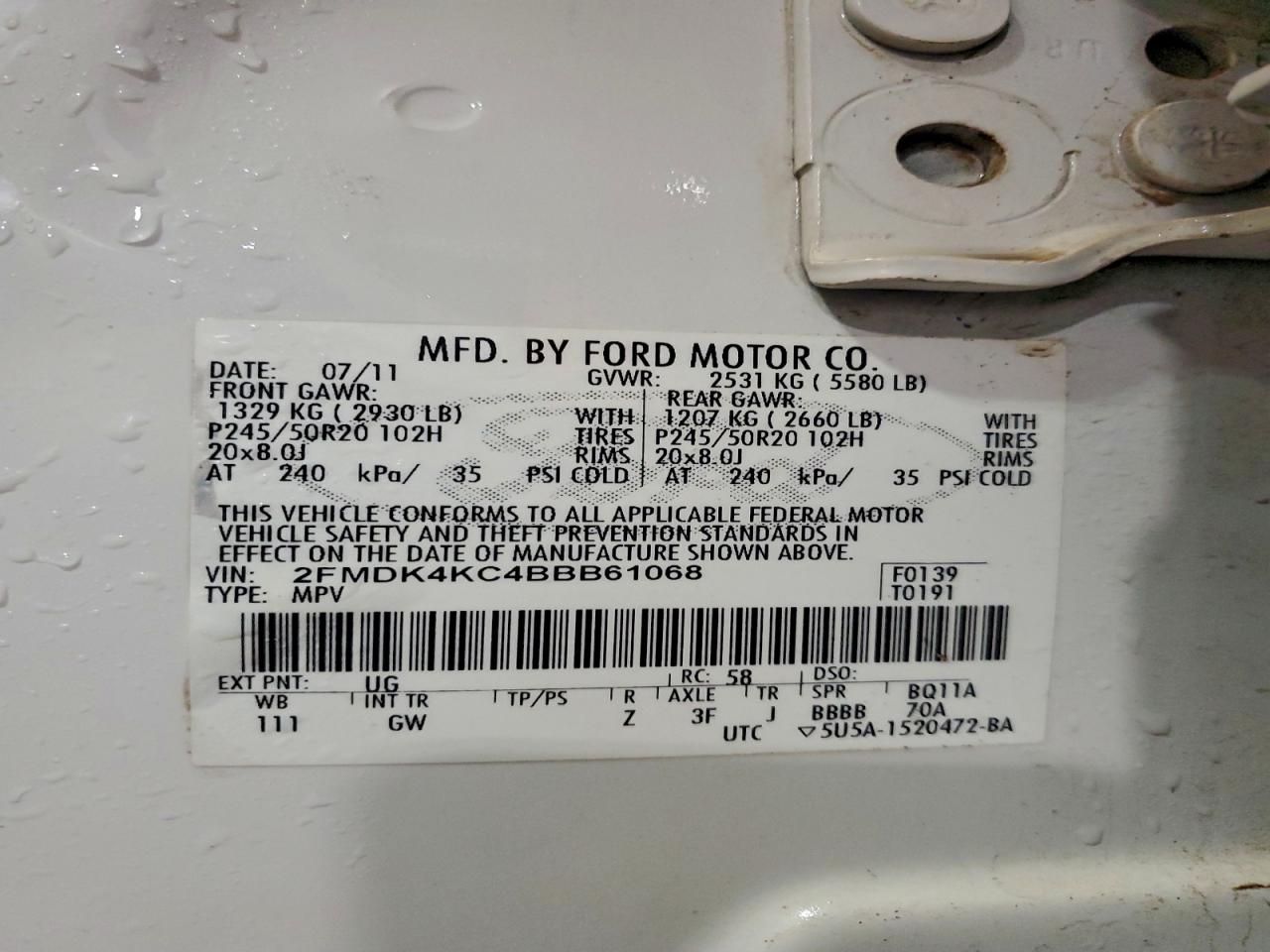 2011 FORD EDGE LIMITED photo 13