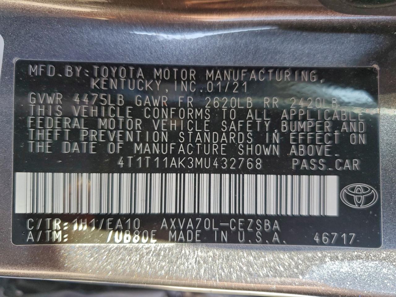 2021 TOYOTA CAMRY SE photo 12