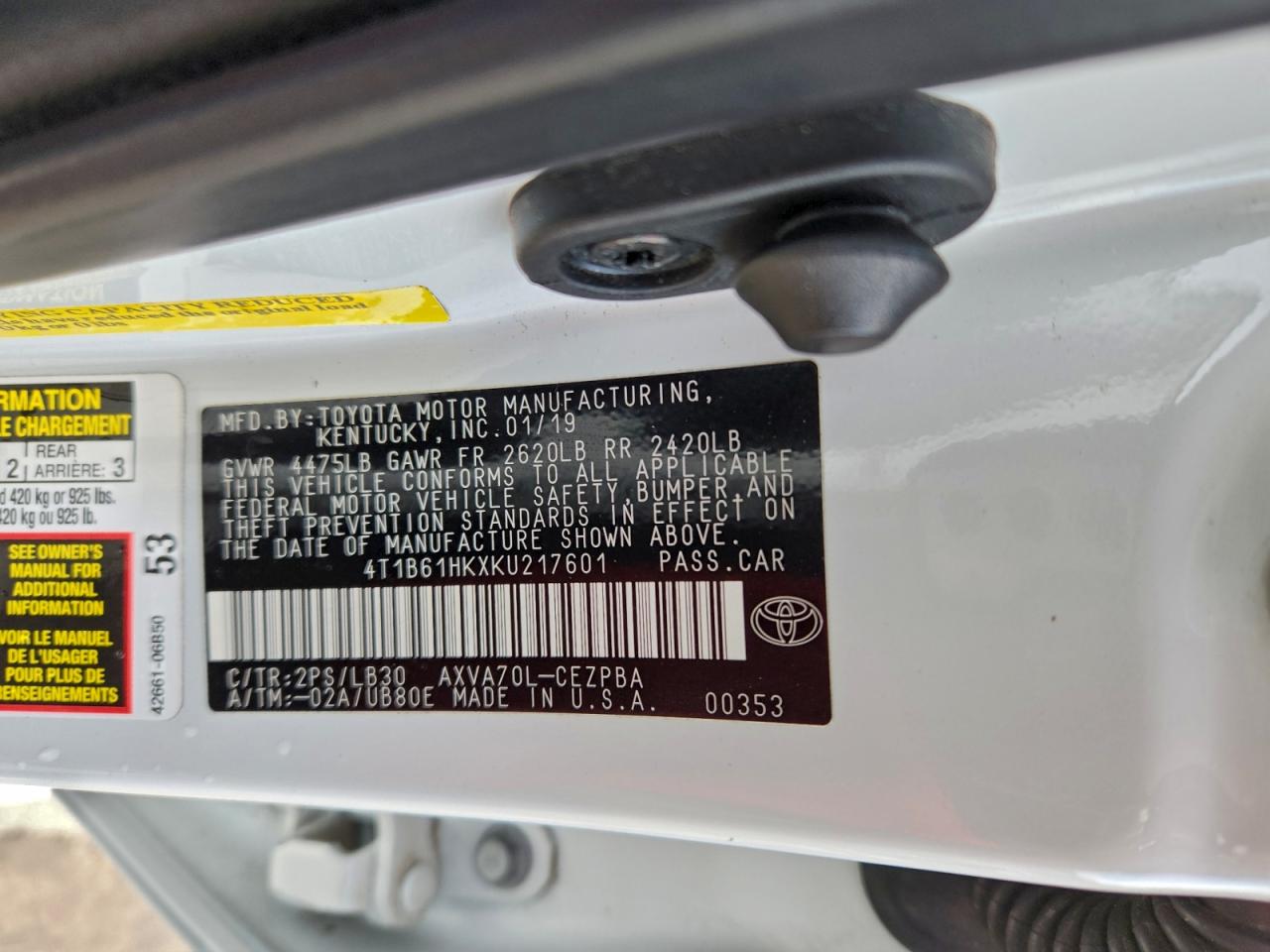 2019 TOYOTA CAMRY XSE photo 13