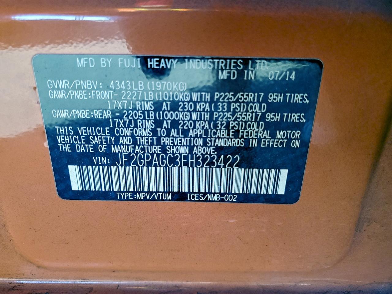 2014 SUBARU XV CROSSTREK 2.0 LIMITED photo 12