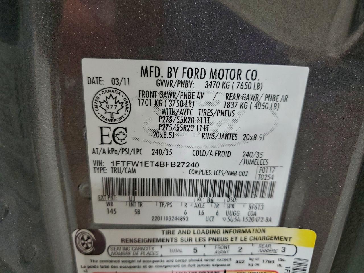 2011 FORD F150 SUPERCREW photo 34