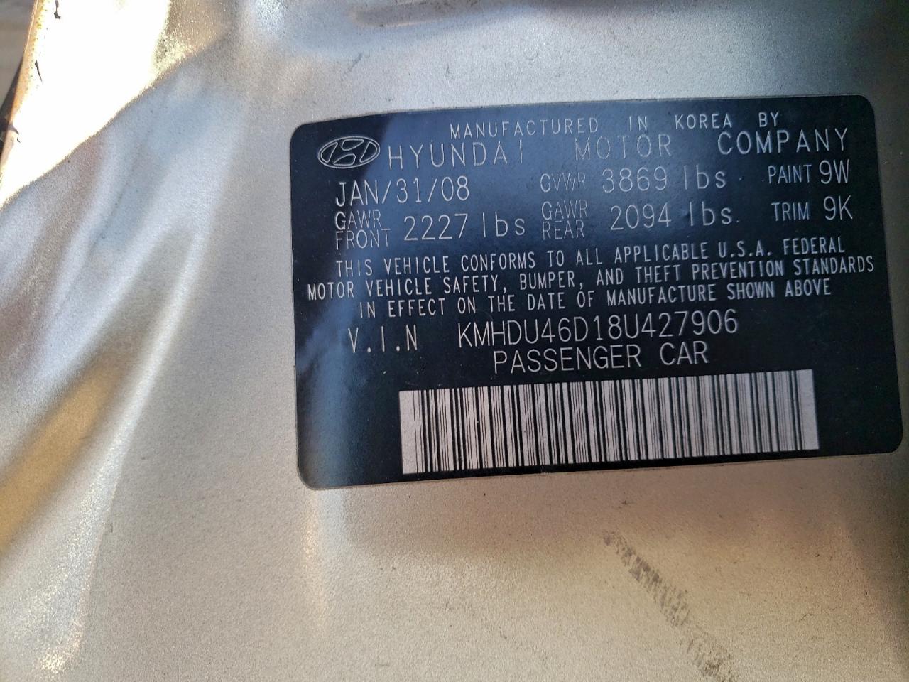2008 HYUNDAI ELANTRA GLS photo 34