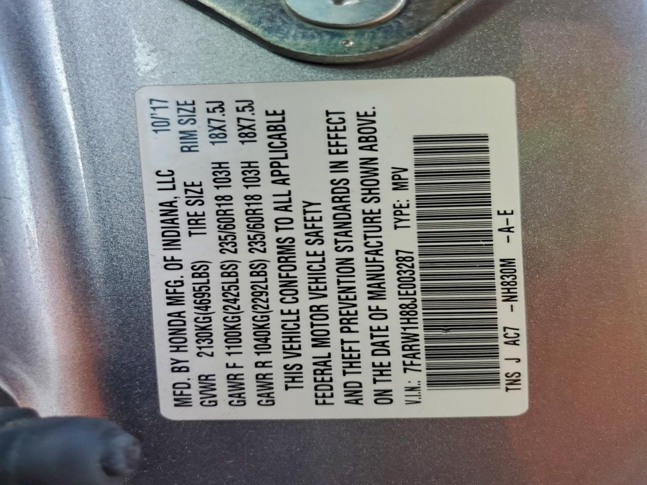 2018 HONDA CR-V EXL photo 12