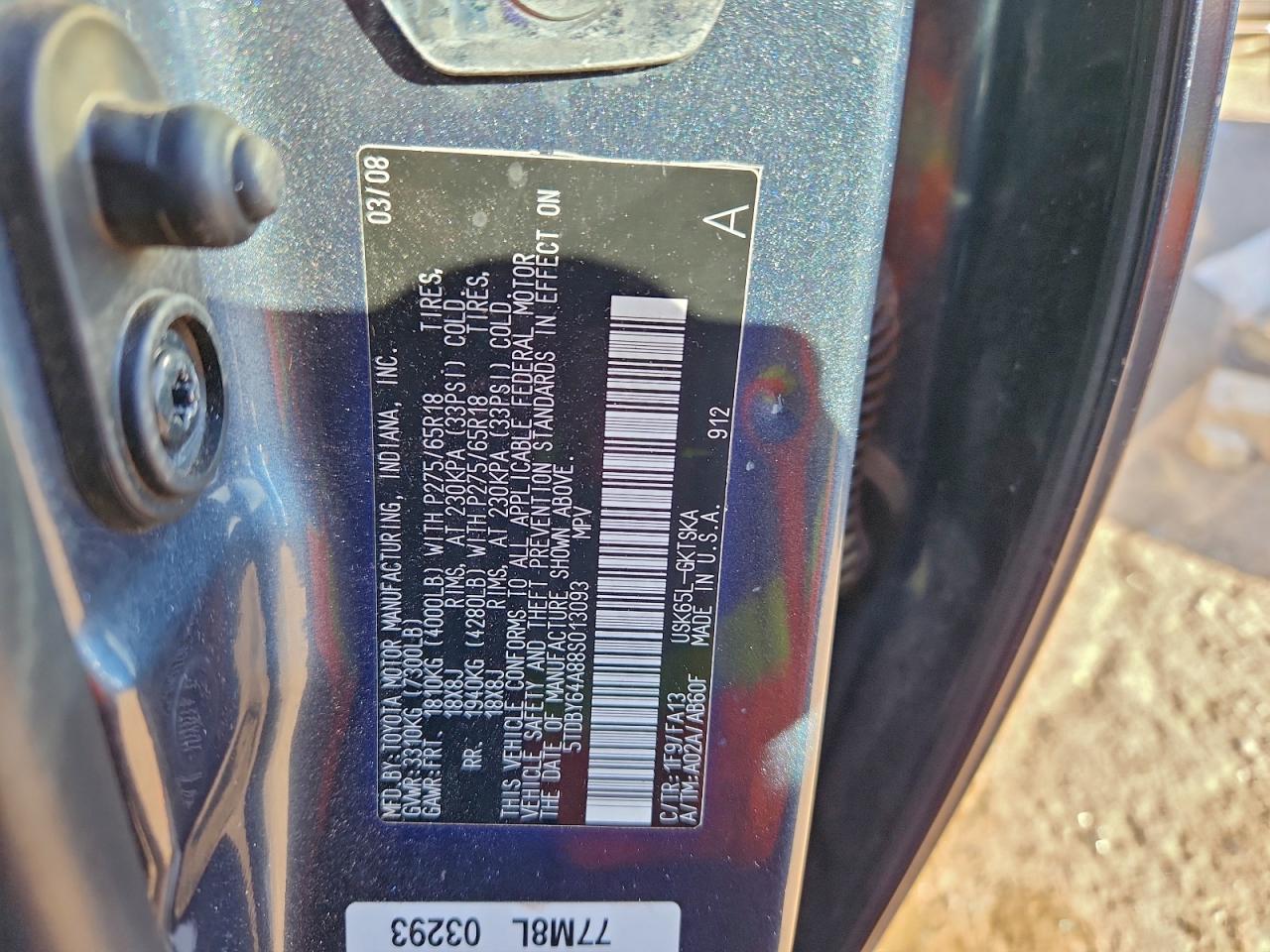 2008 TOYOTA SEQUOIA SR5 photo 13