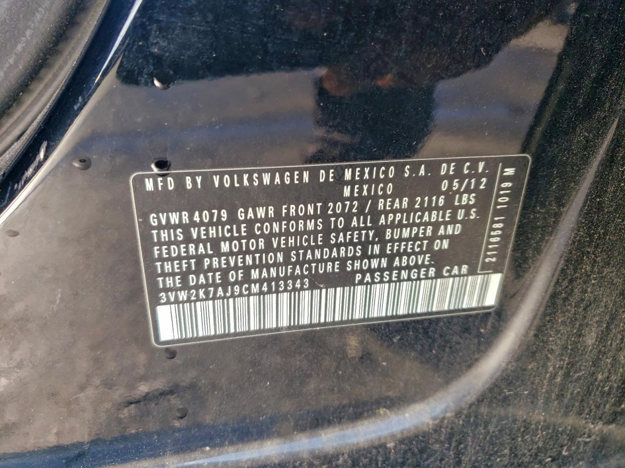 2012 VOLKSWAGEN JETTA BASE photo 12