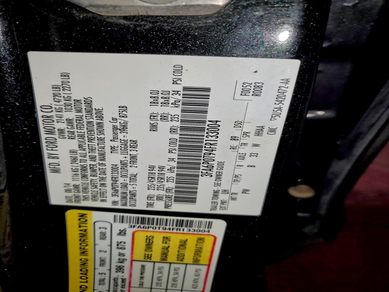 2015 FORD FUSION SE photo 12