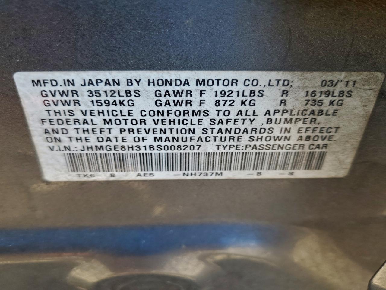 2011 HONDA FIT photo 13
