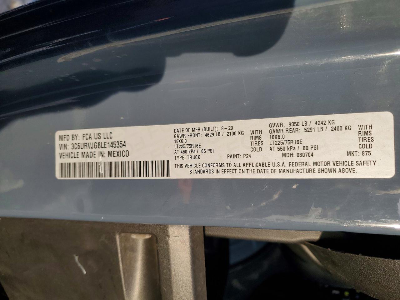 2020 RAM PROMASTER 3500 3500 HIGH photo 13