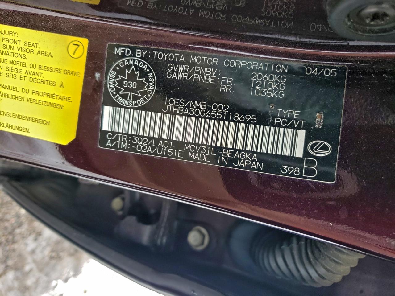 2005 LEXUS ES 330 photo 12