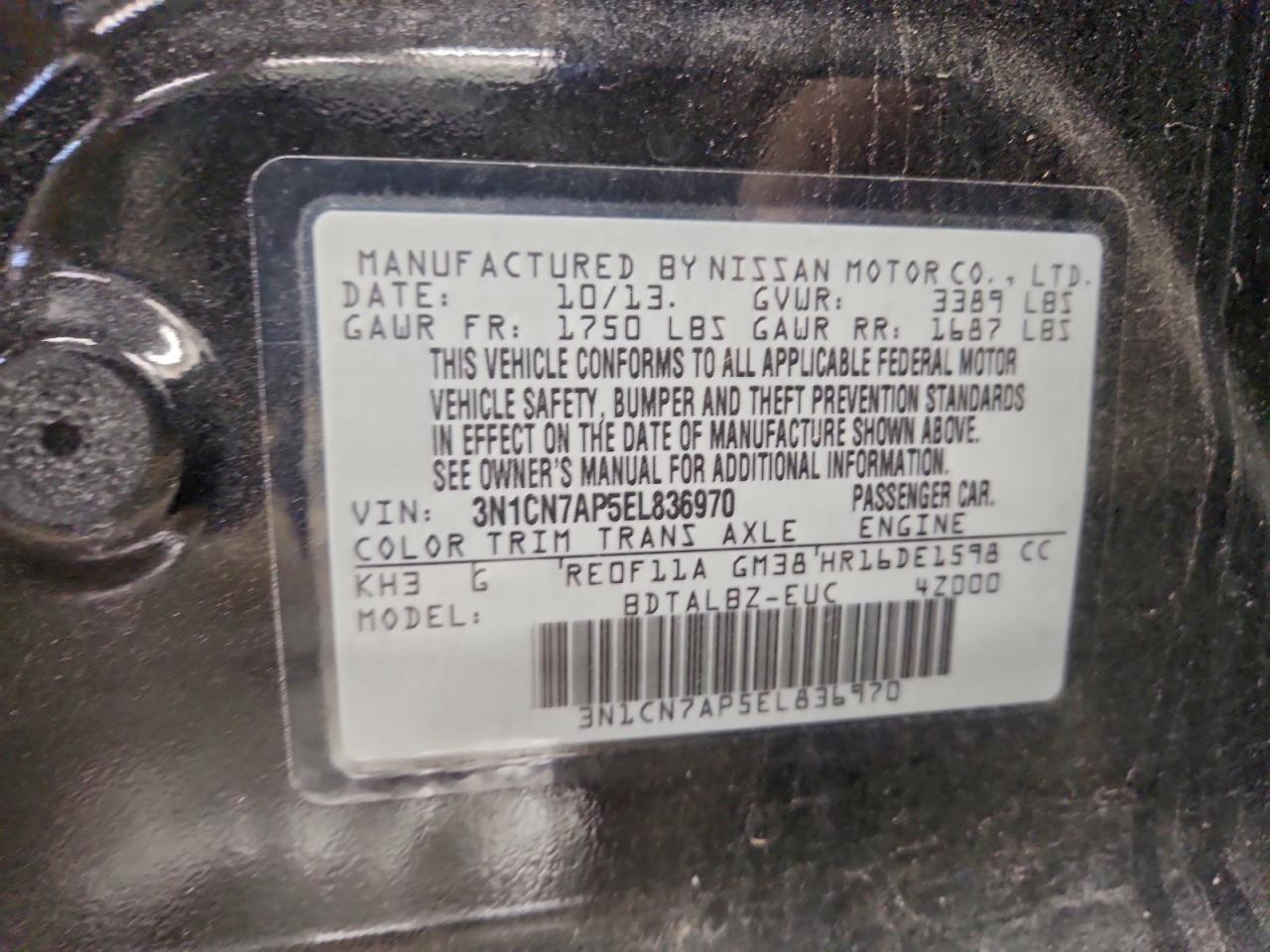 2014 NISSAN VERSA S photo 23