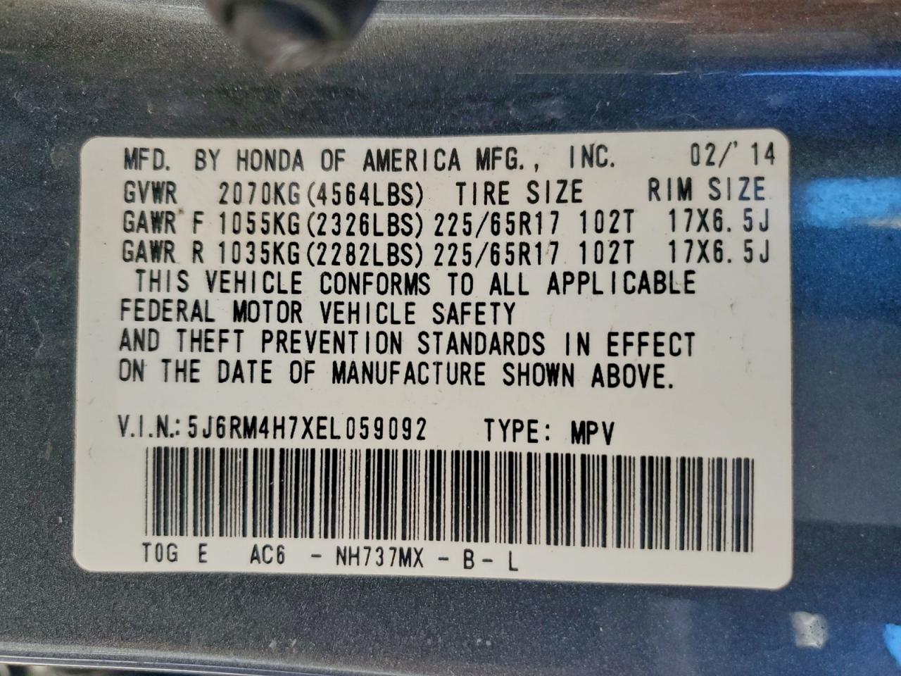 2014 HONDA CR-V EXL photo 13