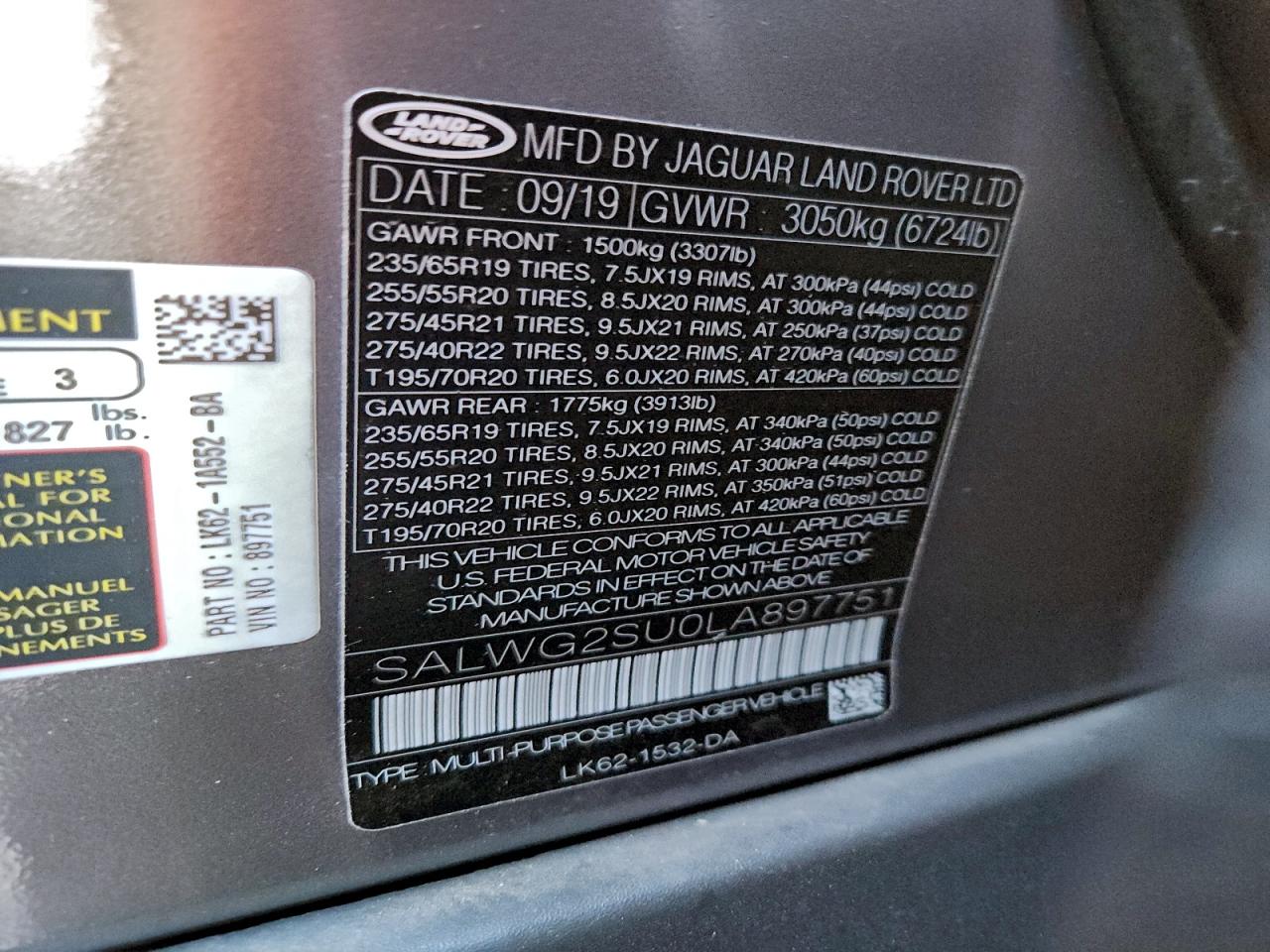 2020 LAND ROVER RANGE ROVER SPORT SE photo 13
