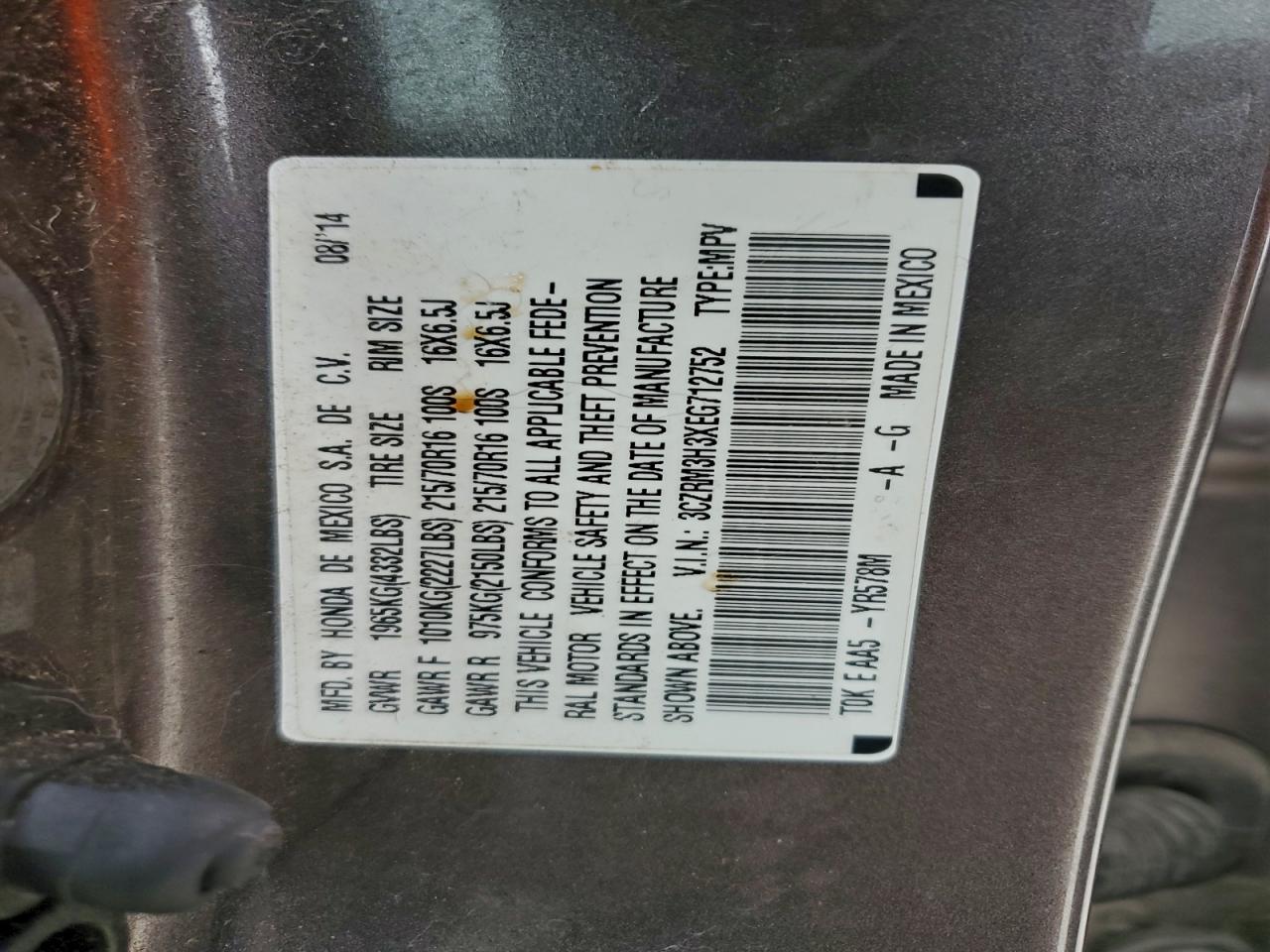 2014 HONDA CR-V LX photo 23