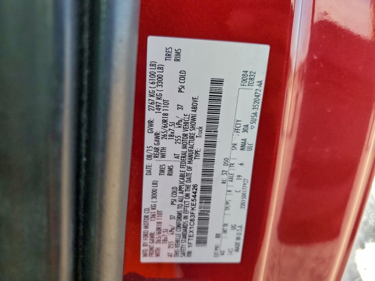 2015 FORD F150 SUPER CAB photo 12