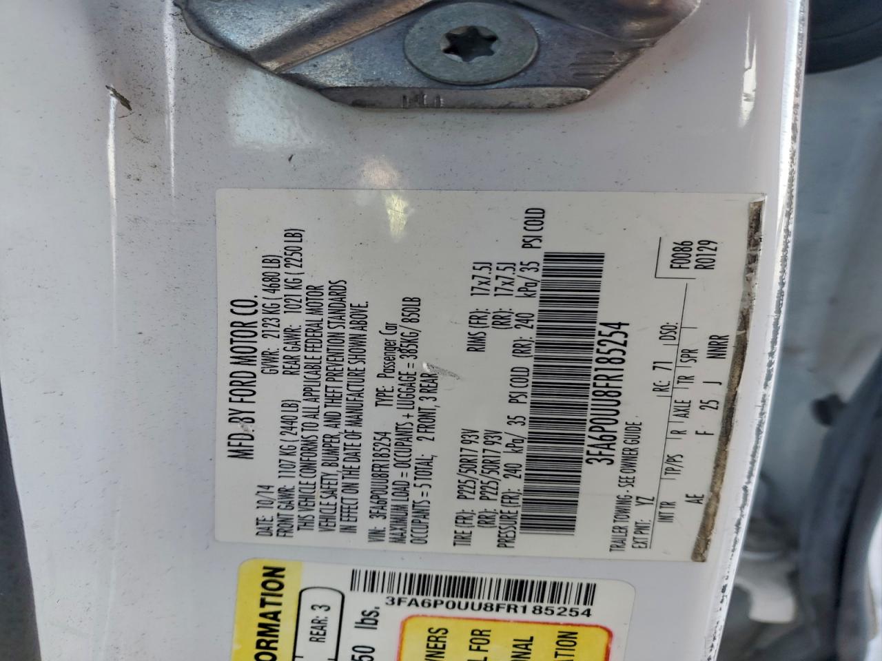 2015 FORD FUSION S HYBRID photo 12