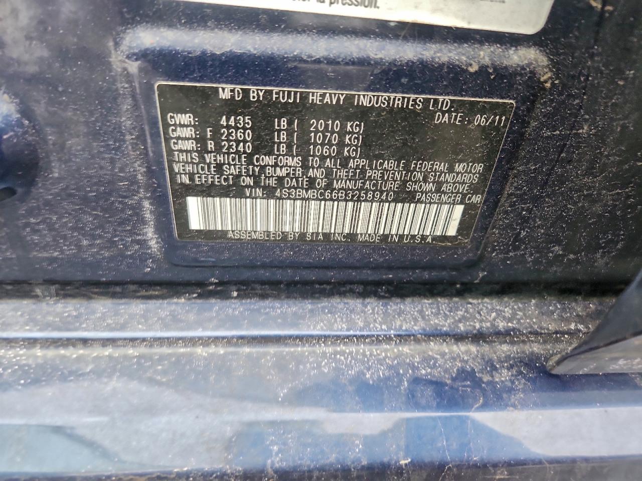 2011 SUBARU LEGACY 2.5I PREMIUM photo 25