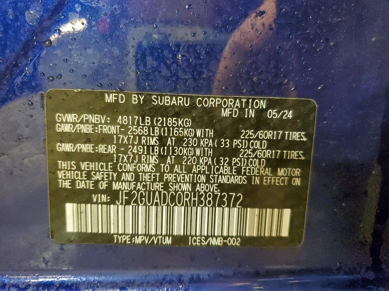 2024 SUBARU CROSSTREK PREMIUM photo 12
