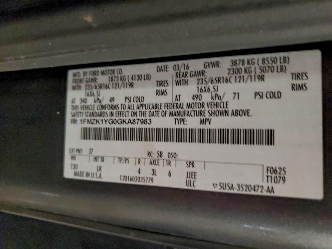2016 FORD TRANSIT T-150 photo 25