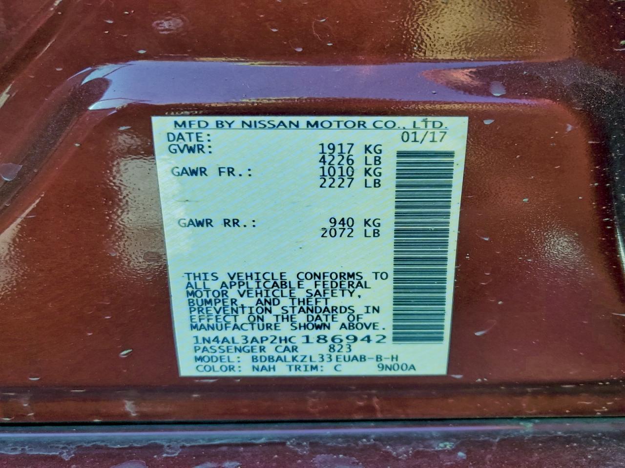 2017 NISSAN ALTIMA 2.5 photo 25