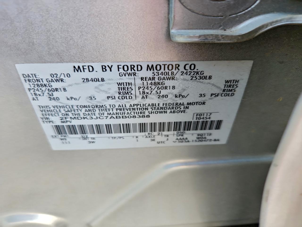 2010 FORD EDGE SEL photo 14