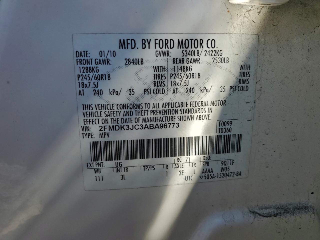 2010 FORD EDGE SEL photo 40