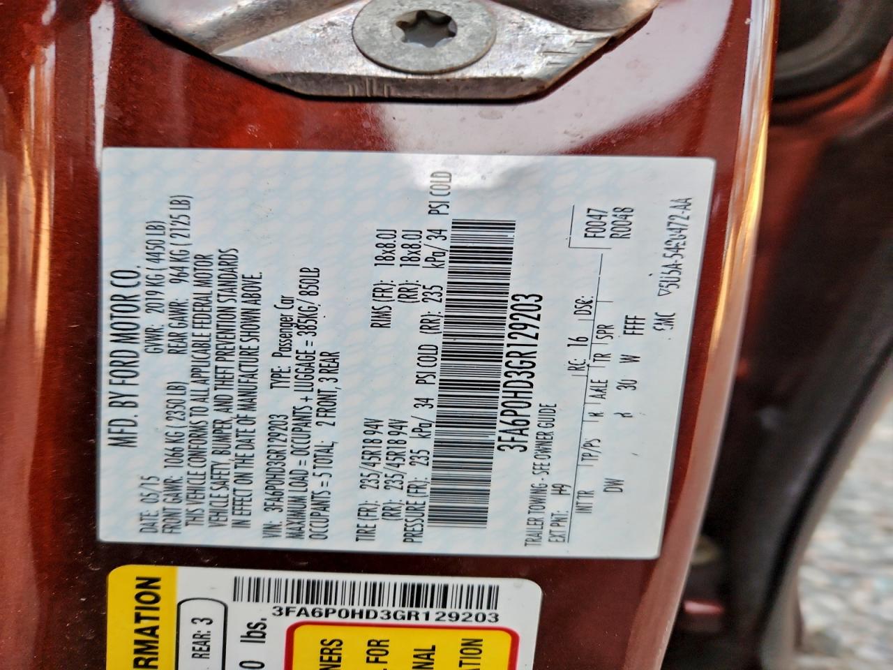 2016 FORD FUSION SE photo 23