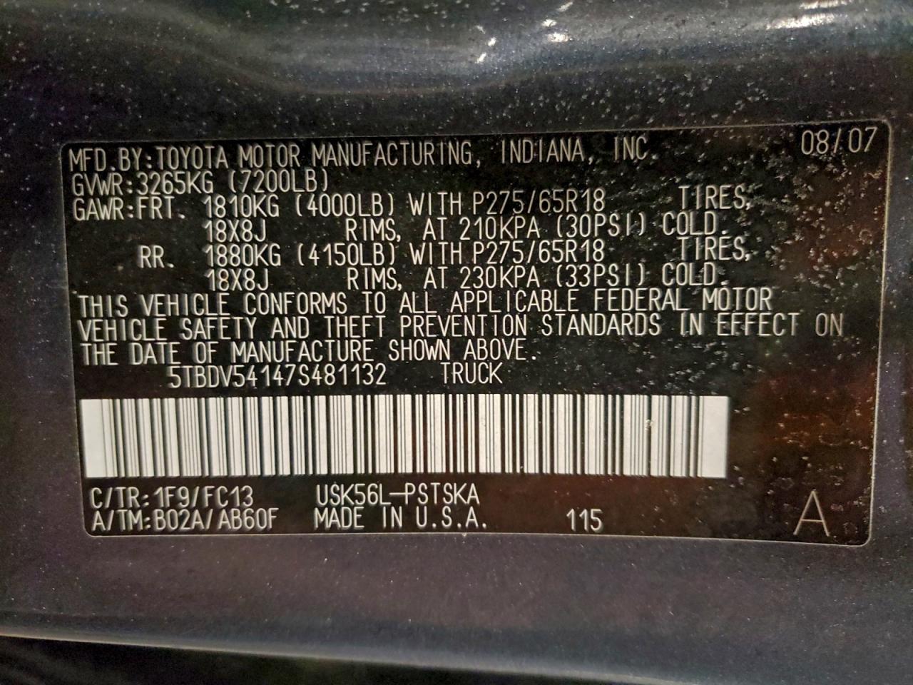 2007 TOYOTA TUNDRA CREWMAX SR5 photo 34