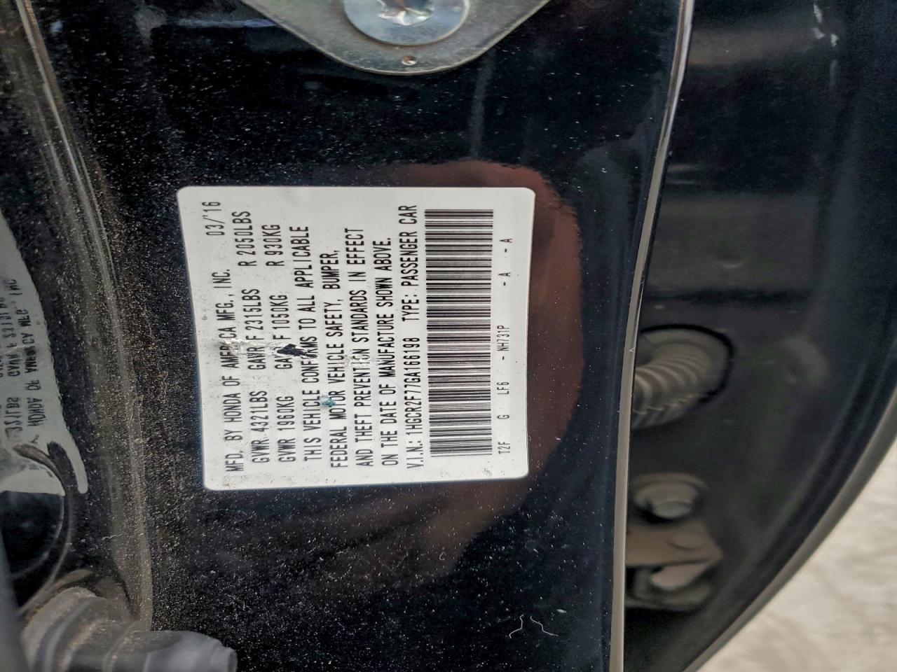 2016 HONDA ACCORD EX photo 34