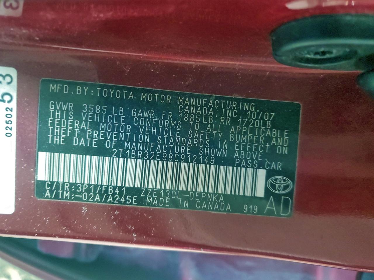 2008 TOYOTA COROLLA CE photo 12