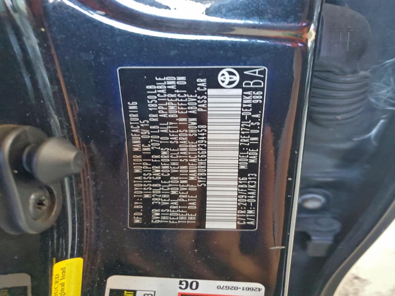 2016 TOYOTA COROLLA L photo 12