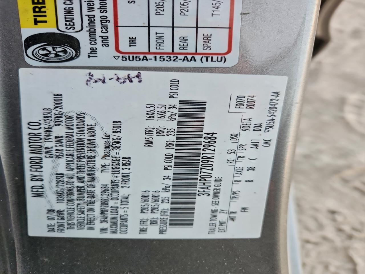 2009 FORD FUSION SE photo 34