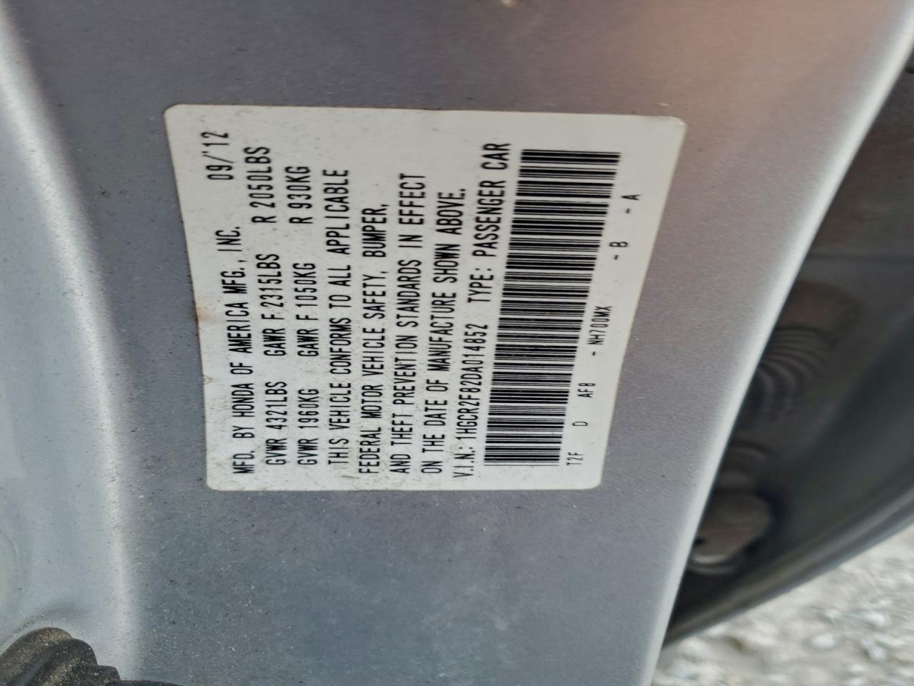 2013 HONDA ACCORD EXL photo 12