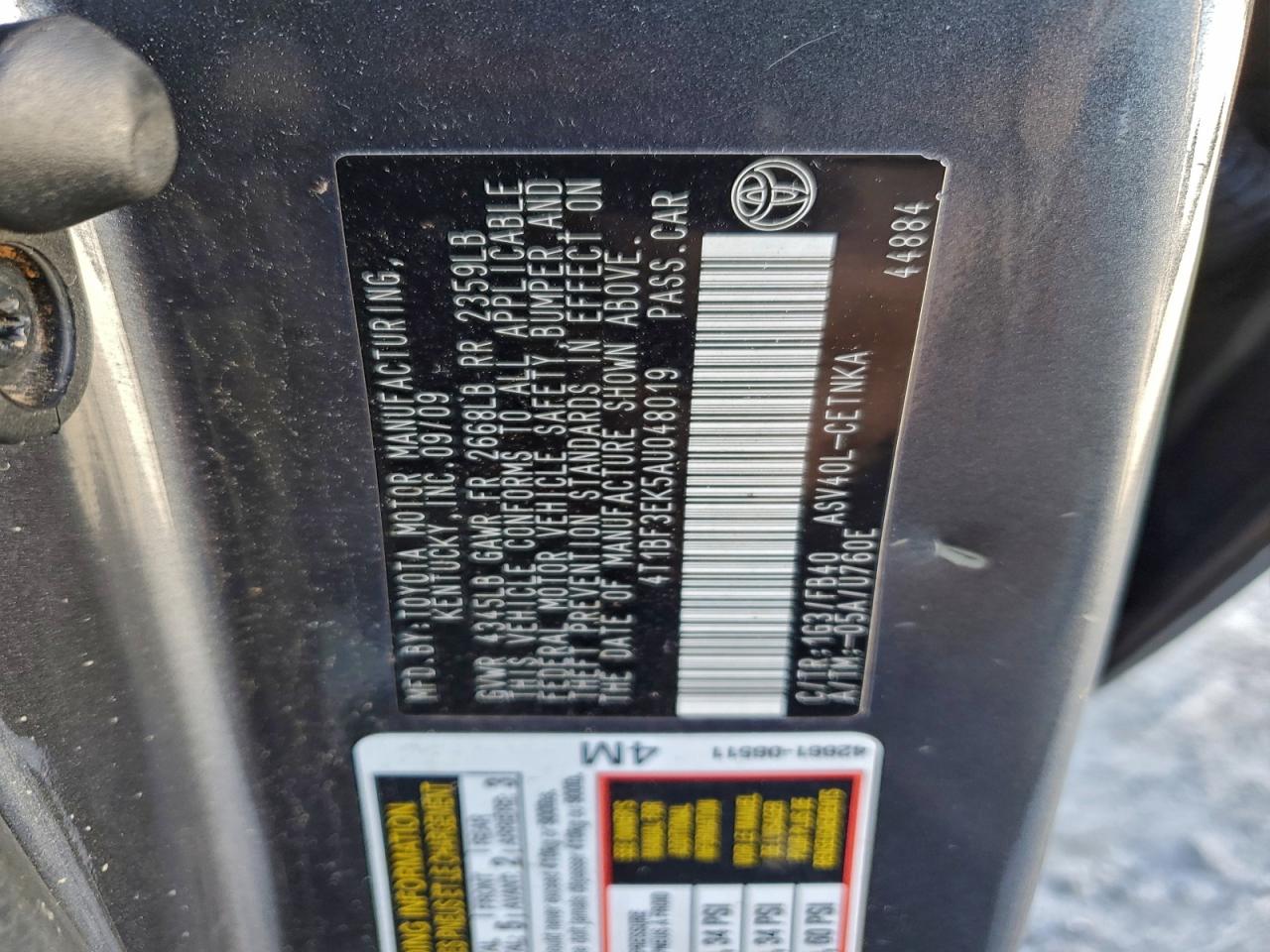 2010 TOYOTA CAMRY BASE photo 12