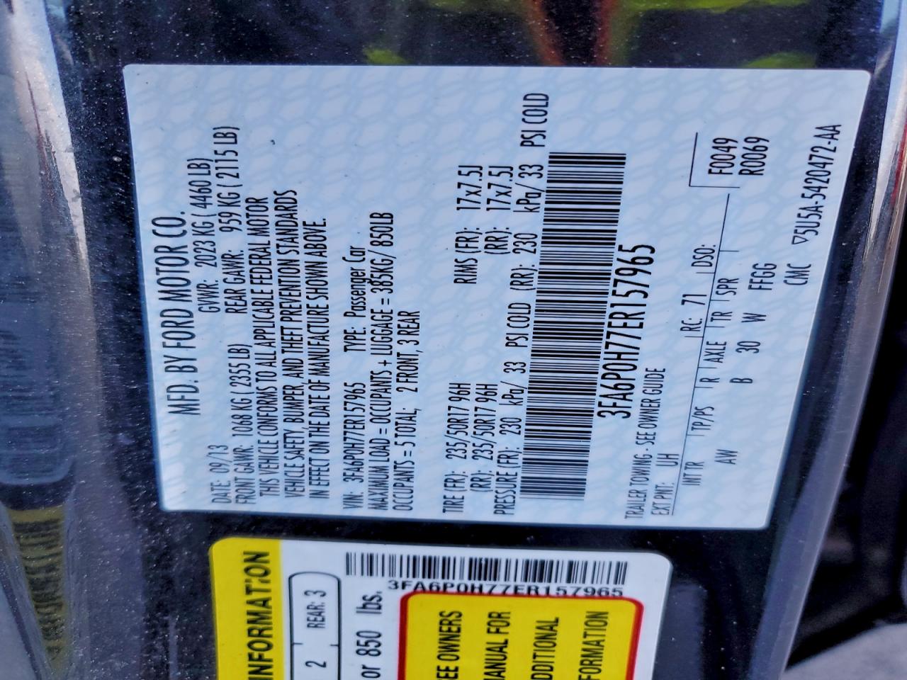2014 FORD FUSION SE photo 13