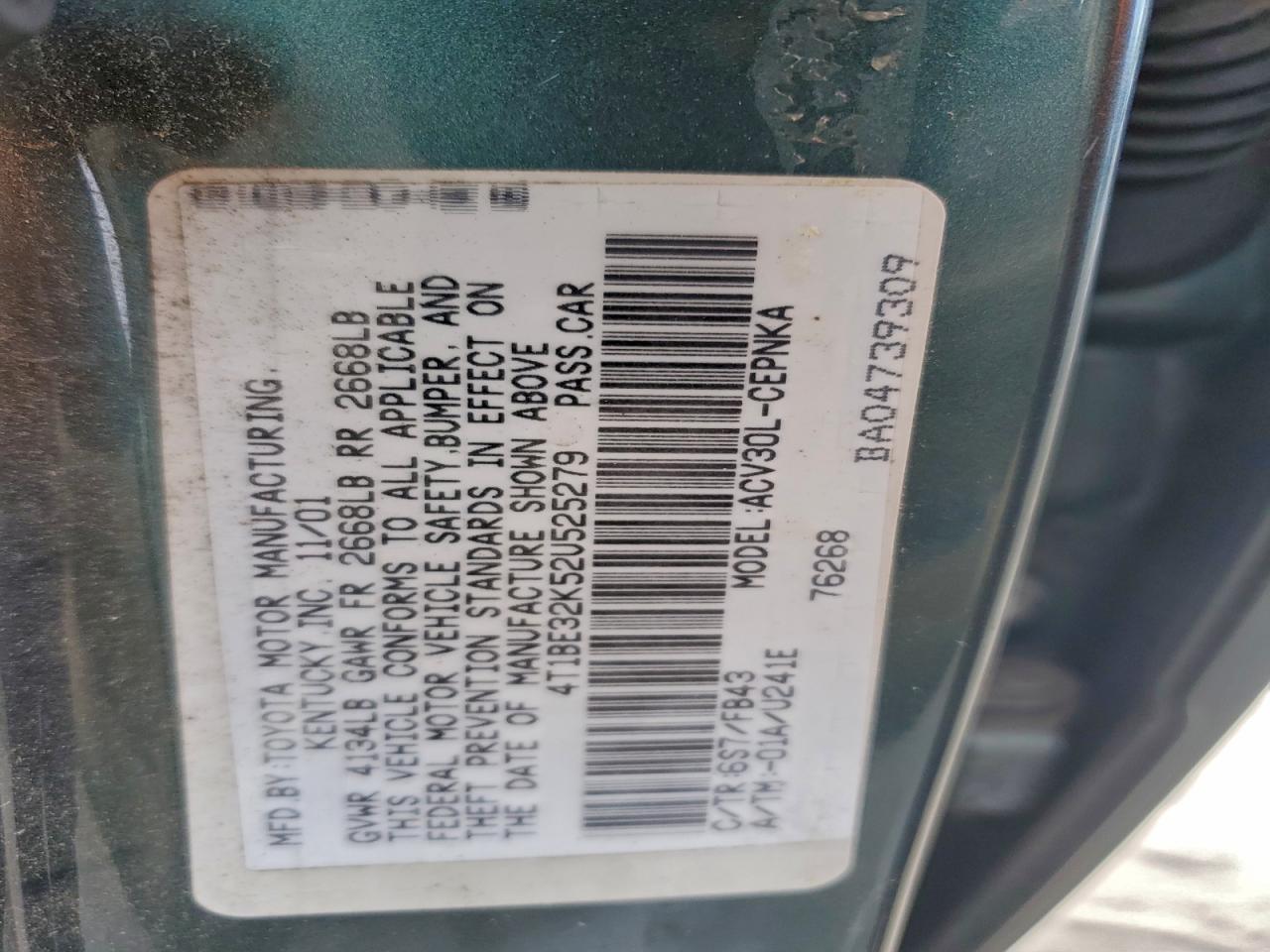 2002 TOYOTA CAMRY LE photo 23