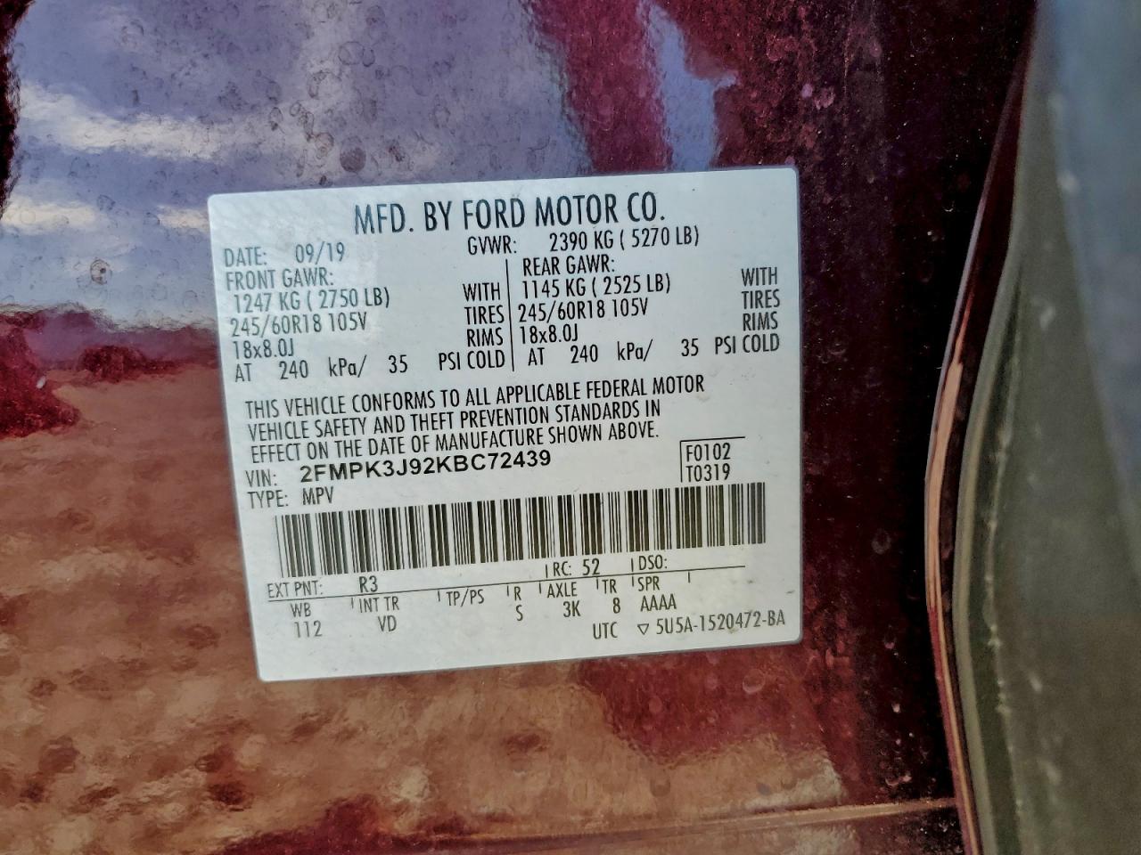 2019 FORD EDGE SEL photo 27
