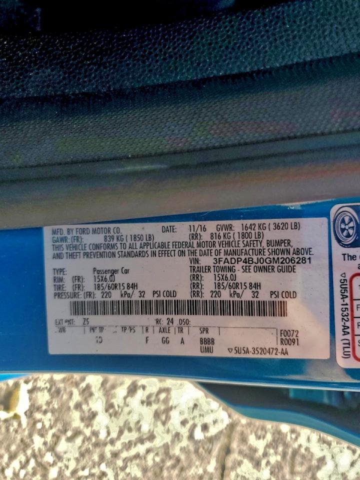2016 FORD FIESTA SE photo 13
