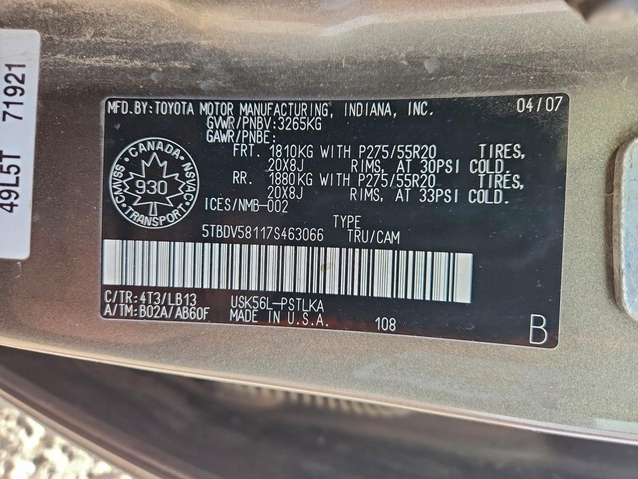 2007 TOYOTA TUNDRA LIMITED photo 12