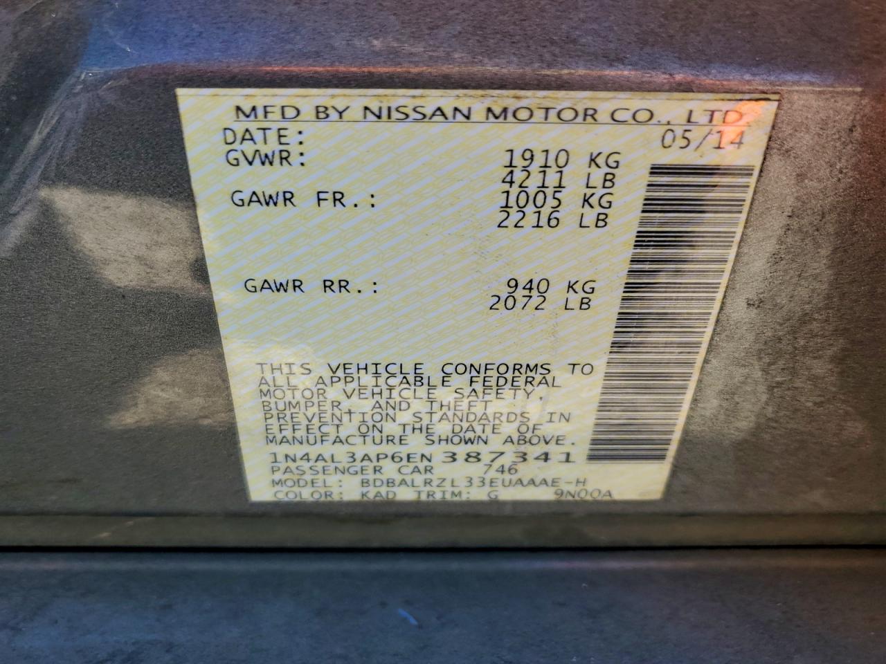 2014 NISSAN ALTIMA 2.5 photo 23