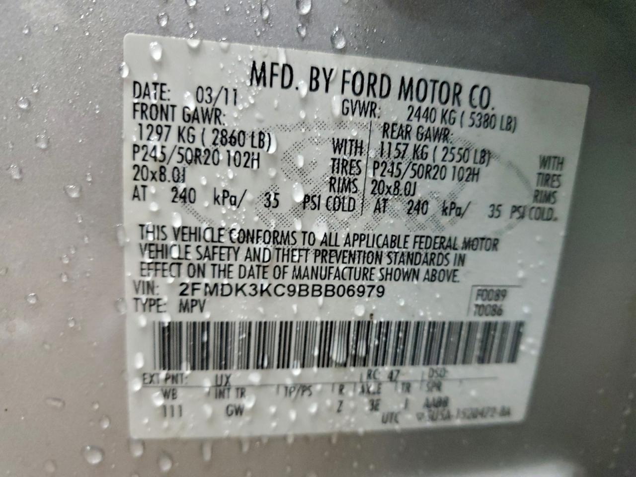 2011 FORD EDGE LIMITED photo 13