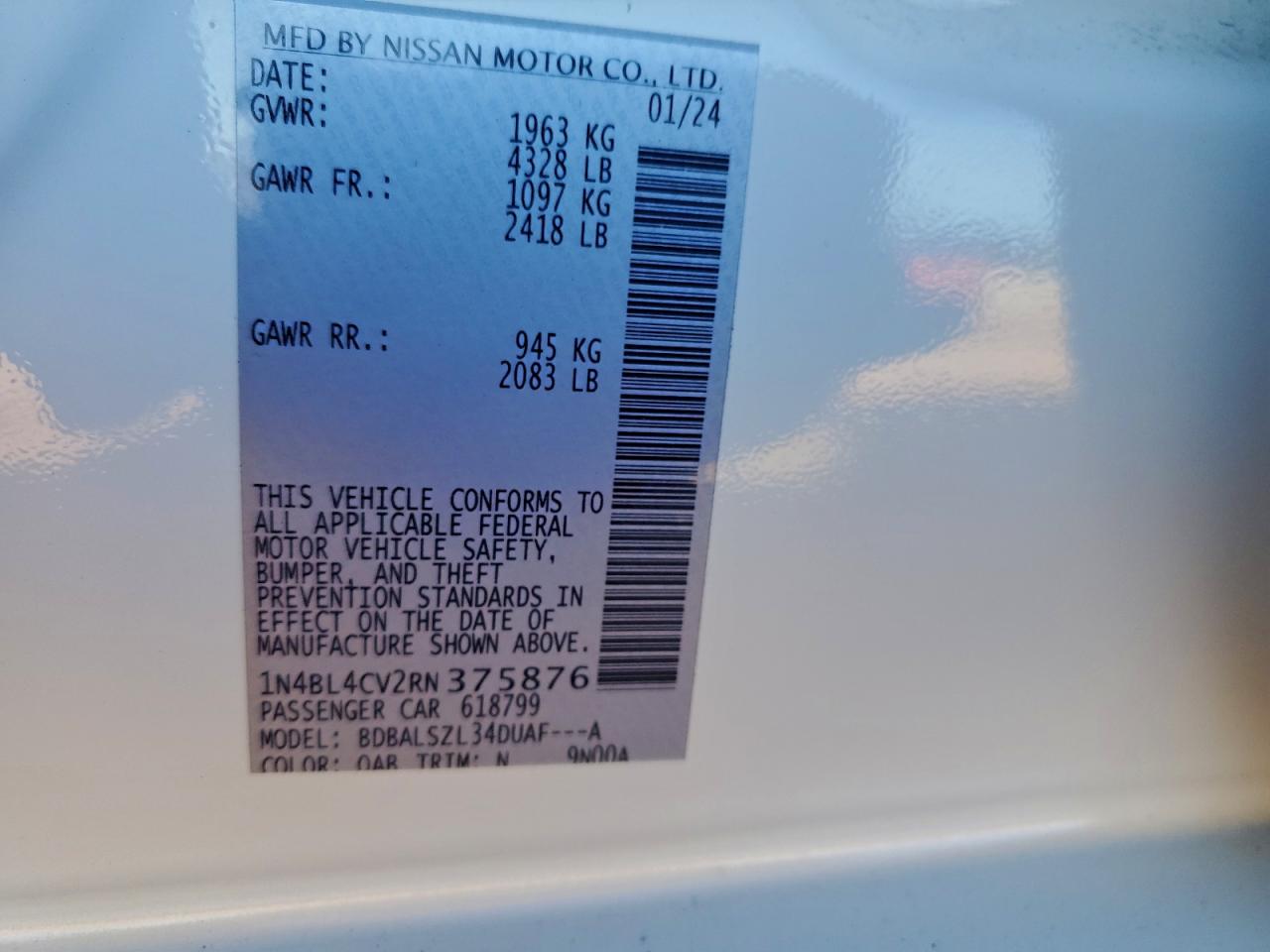 2024 NISSAN ALTIMA SR photo 12