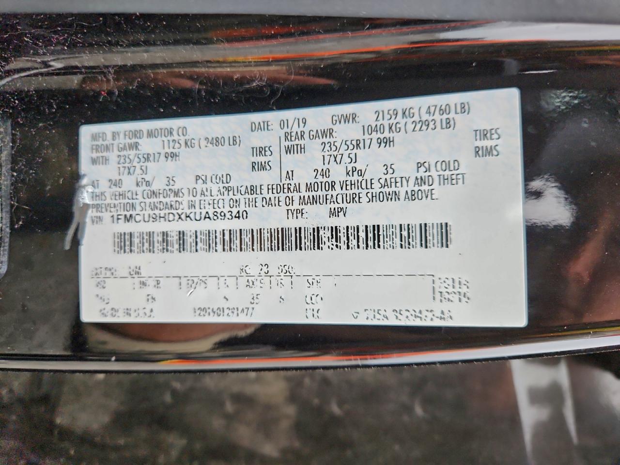 2019 FORD ESCAPE SEL photo 13