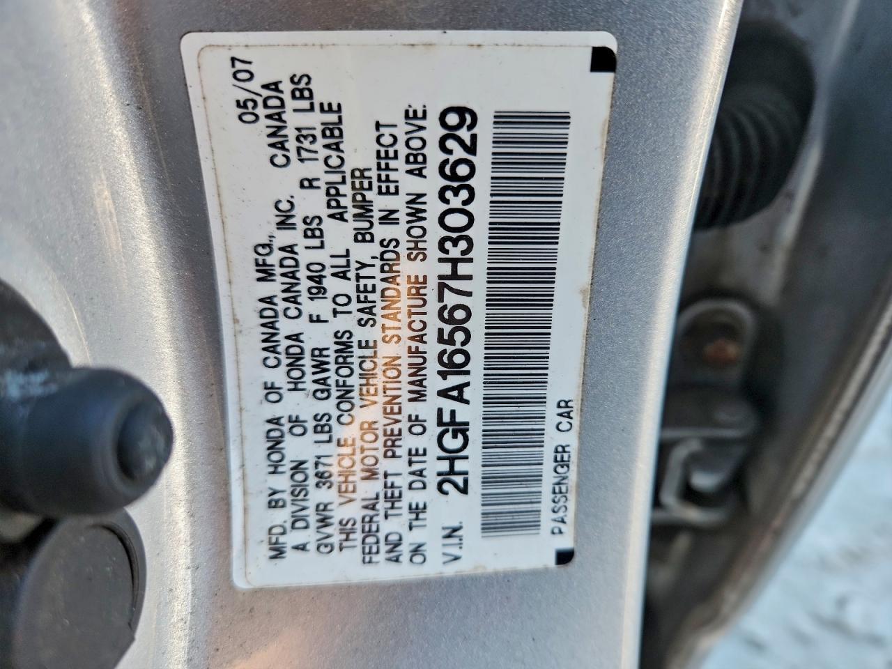 2007 HONDA CIVIC LX photo 12
