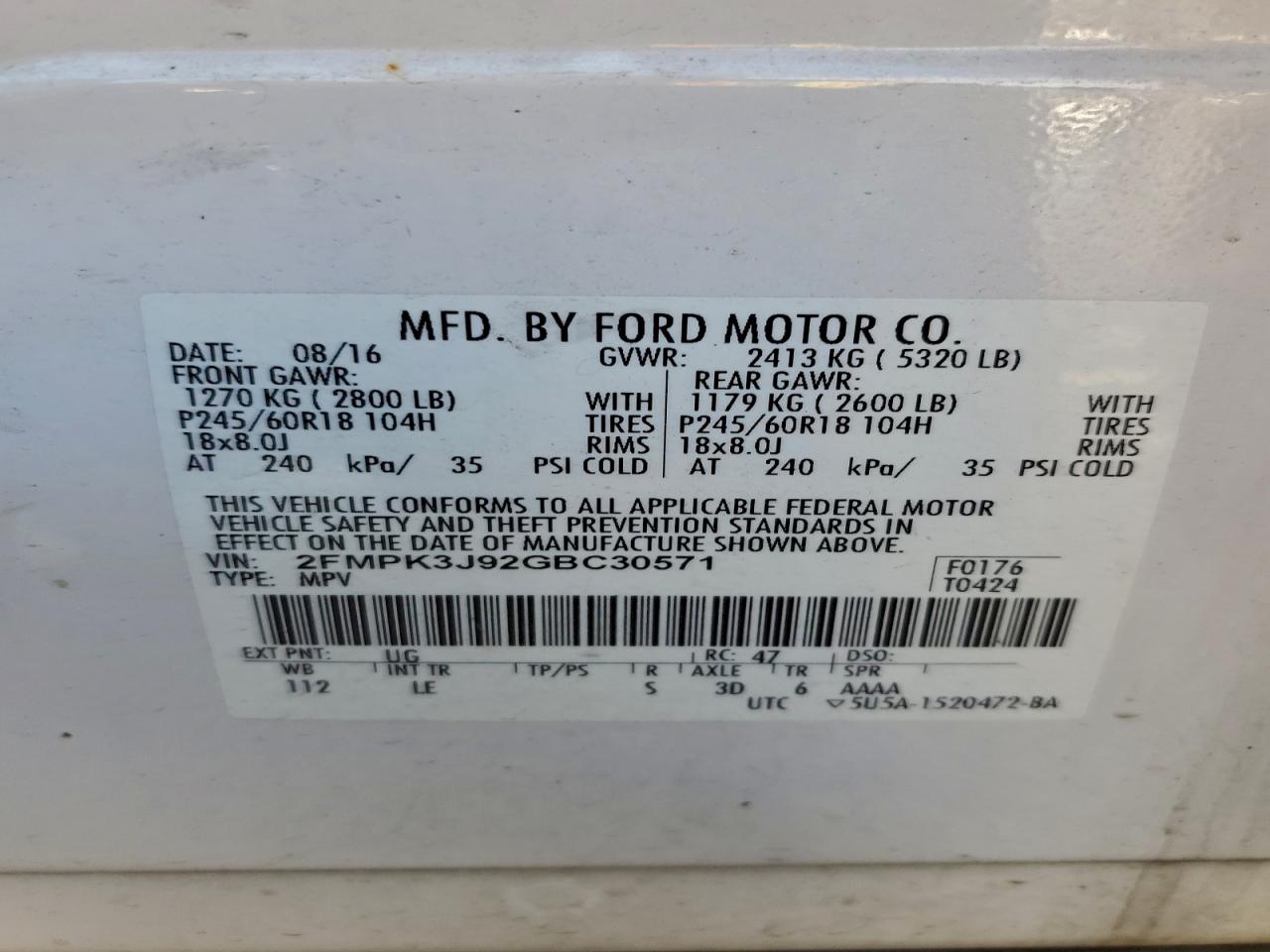 2016 FORD EDGE SEL photo 25