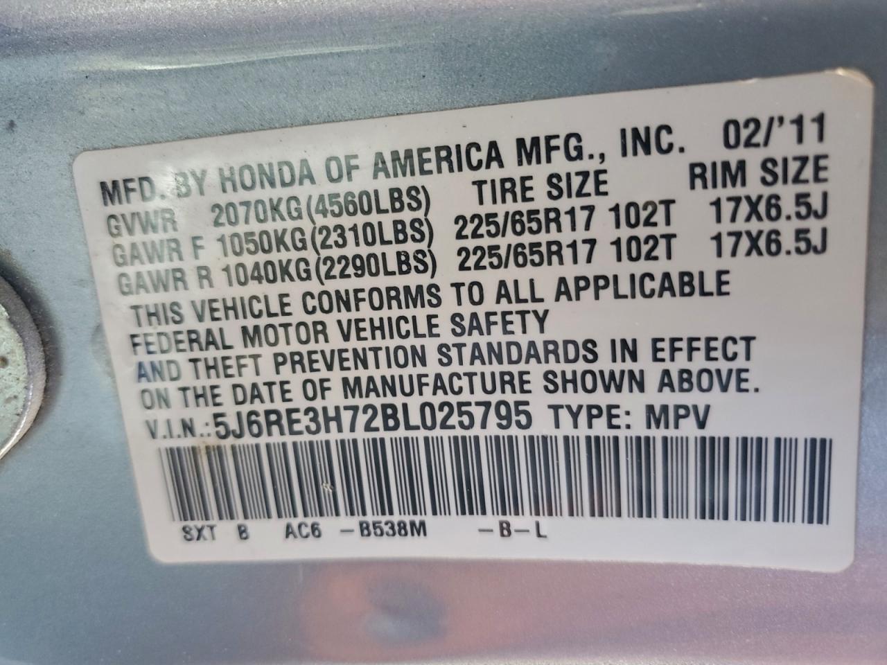 2011 HONDA CR-V EXL photo 13